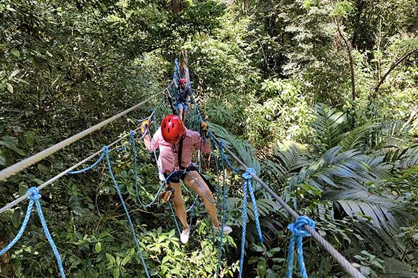 Visitors enjoying the thrilling experience at Onca Adventure Park Costa Rica.