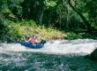 A moment of tubing down Rio Celeste Costa Rica part of the Tubing Tour of Onca Tours
