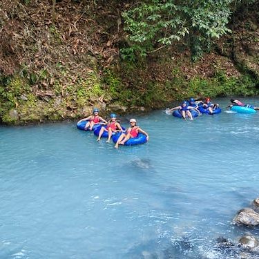 A family In Costa Rica having a vacation for Rio Celeste