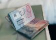 A passport with time stamps